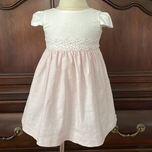 EDGEHILL COLLECTION Light Pink Linen Dress and Bloomers Size 18M VGUC
